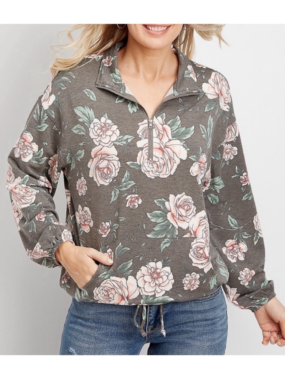 Maurice’s Floral Cinched Hem Pullover
